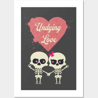 Kawaii Skeletons Valentine's Day Posters and Art